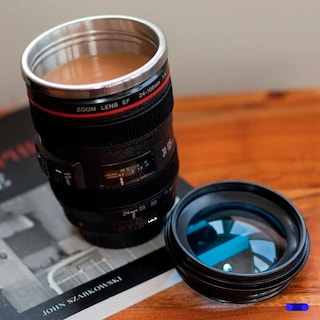 Foto 5 | Termo Taza Vaso Forma Lente Fotográfico Acero Inox Con Tapa Lab.g Negro