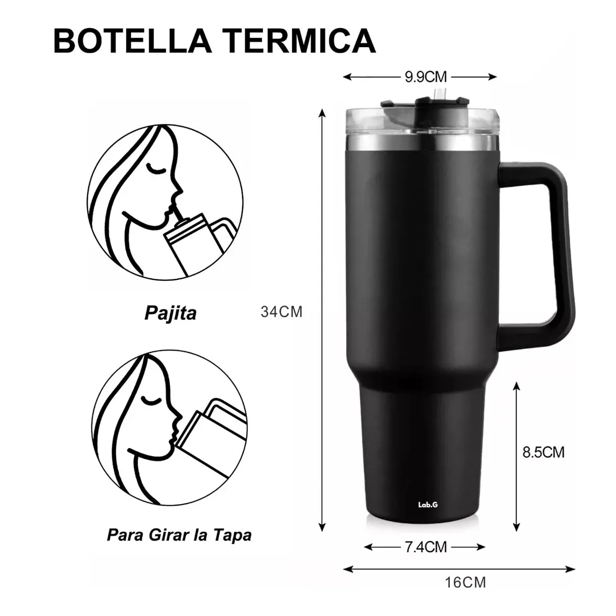 Foto 4 pulgar | Vaso Térmico Portátil De Acero Inoxidable Con Popote Rosa