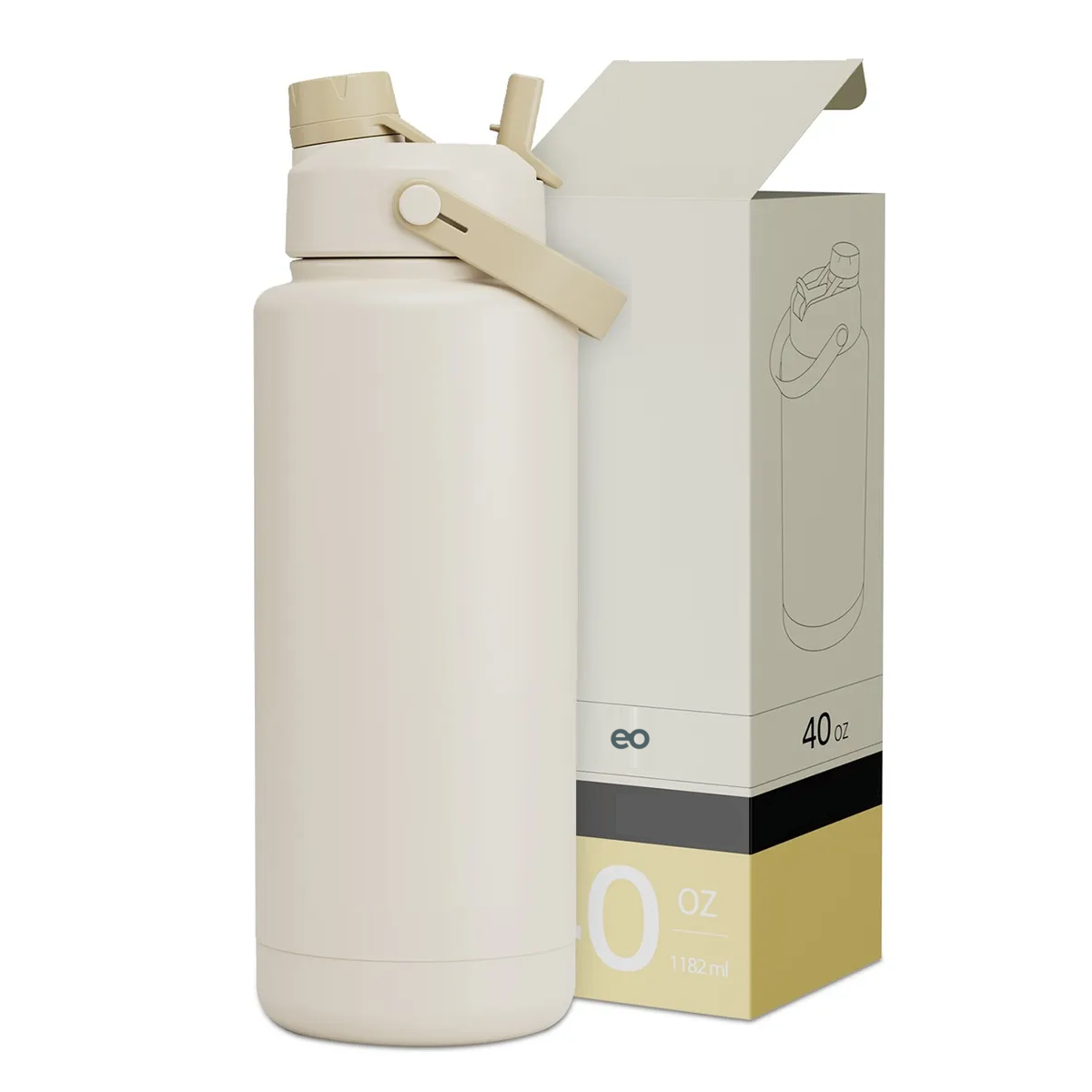 Foto 2 pulgar | Taza Térmica 40oz Con Pajita Eo Safe Imports Esi-20148 Beige