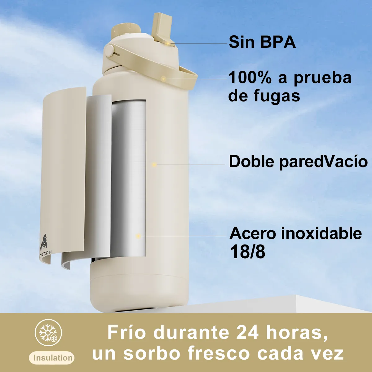 Foto 4 pulgar | Taza Térmica 40oz Con Pajita Eo Safe Imports Esi-20148 Beige