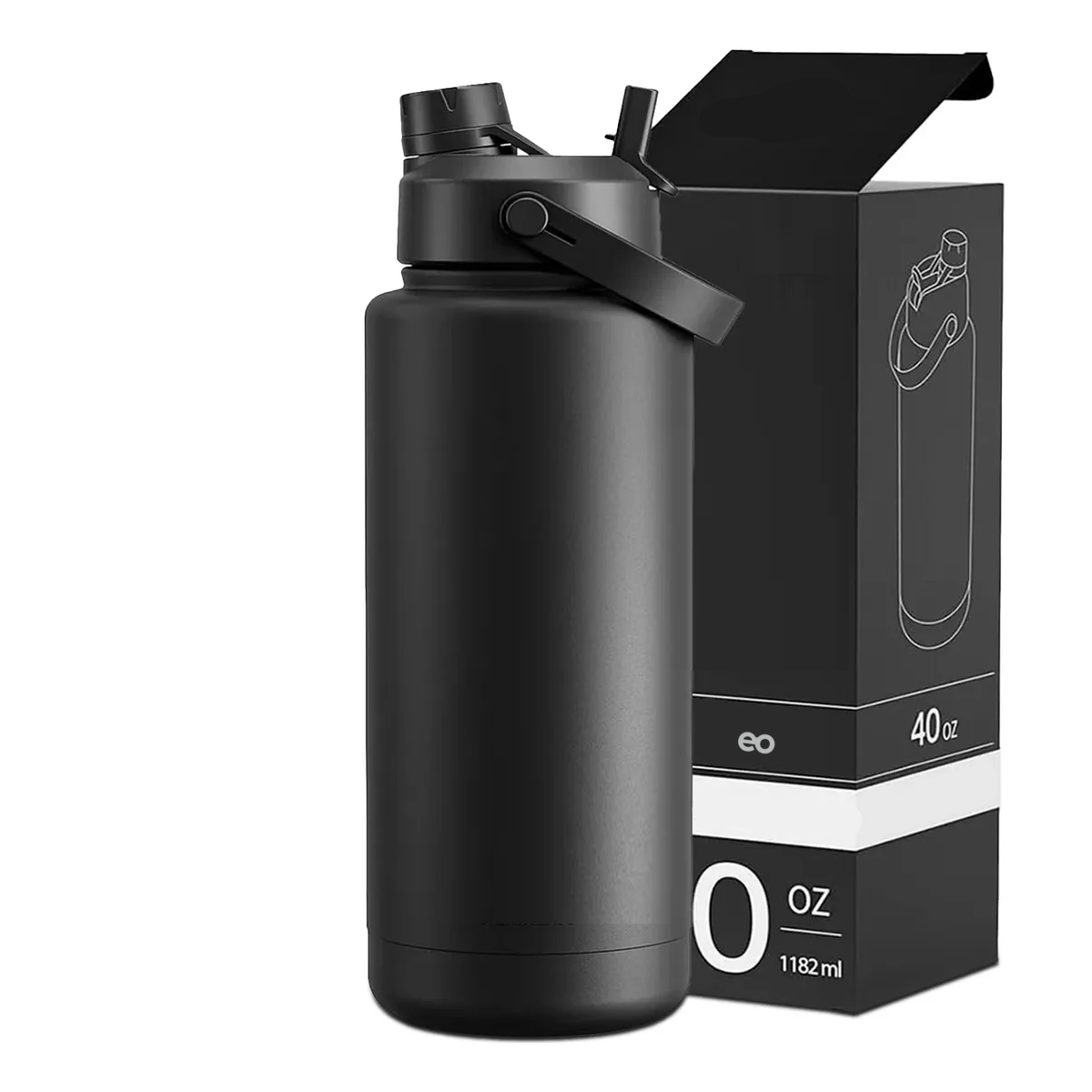 Foto 2 pulgar | Taza Térmica 40oz Con Pajita Eo Safe Imports Esi-20147 Negro