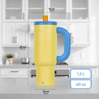 Foto 7 | Magma Life Termo Flip 40 Oz De Acero Inoxidable Doble Pared Antiderrame Amarillo
