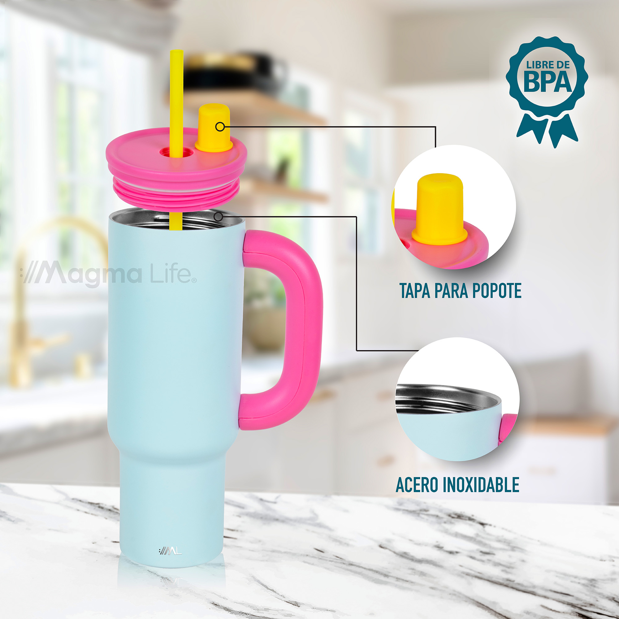 Foto 6 pulgar | Magma Life Termo Flip 40 Oz De Acero Inoxidable  Doble Pared  Antiderrame  Azul