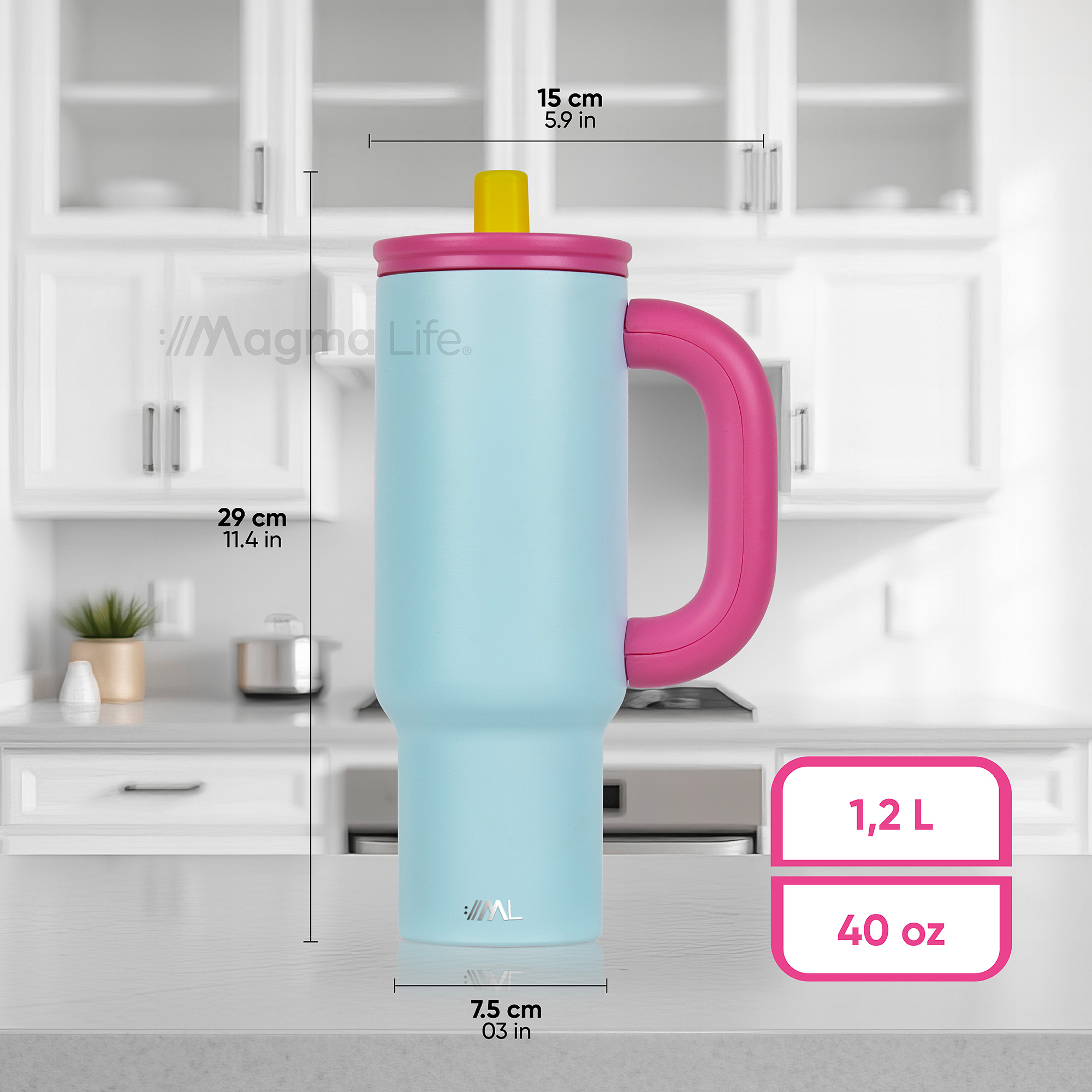 Foto 8 pulgar | Magma Life Termo Flip 40 Oz De Acero Inoxidable  Doble Pared  Antiderrame  Azul