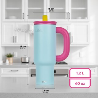 Foto 7 | Magma Life Termo Flip 40 Oz De Acero Inoxidable Doble Pared Antiderrame Azul