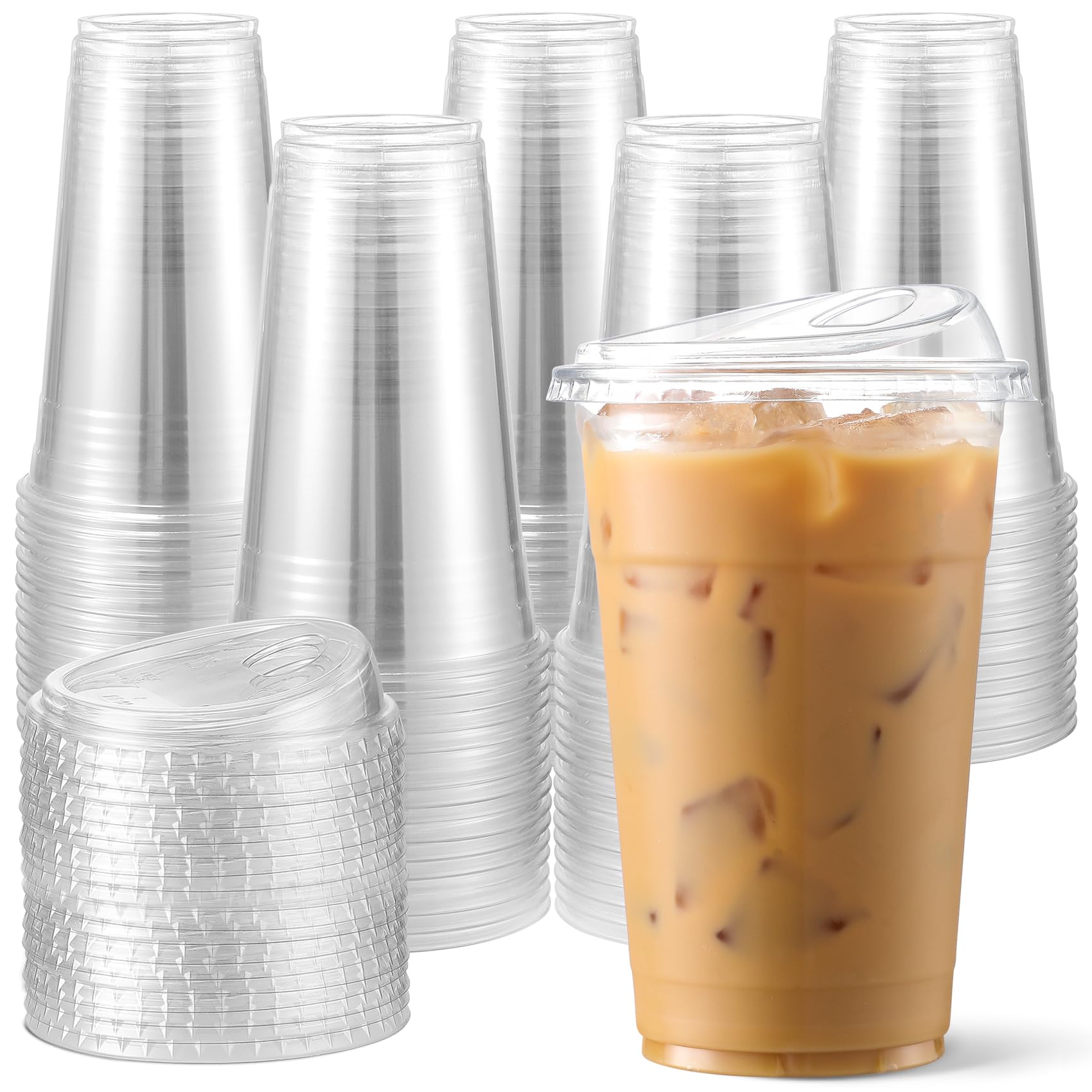 Foto 1 | Vasos De Plástico Aozita De 16 Onzas Con Tapas Para Café Helado  Paquete De 100 - Venta Internacional.