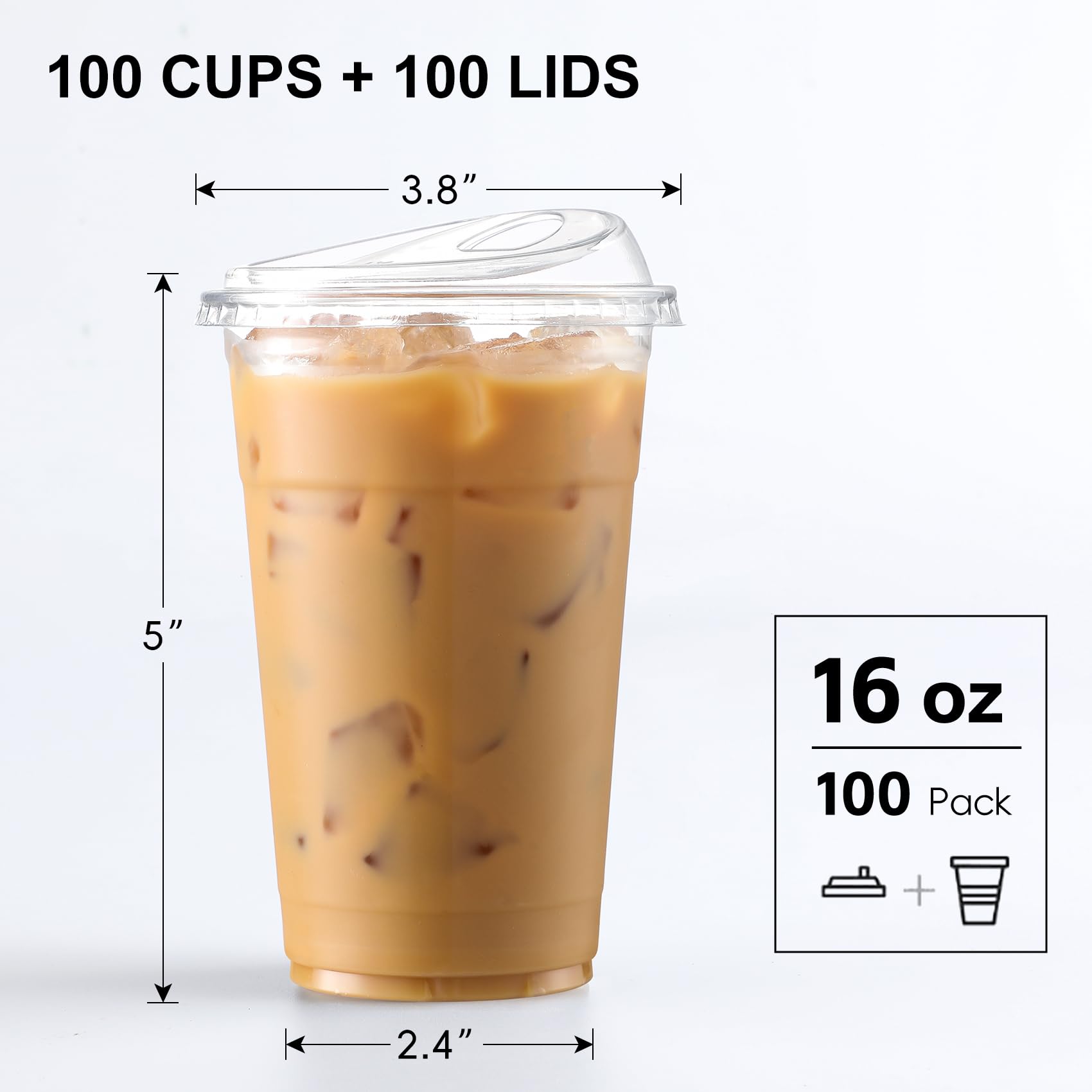 Foto 3 pulgar | Vasos De Plástico Aozita De 16 Onzas Con Tapas Para Café Helado  Paquete De 100 - Venta Internacional.