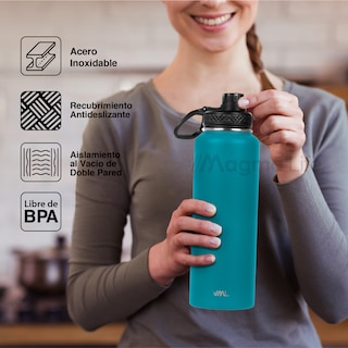 Foto 2 | Magma Life Termo 32oz Capri Blue Acero Inoxidable Con 3 Tapas Para Café Y Agua Conserva Temperatura