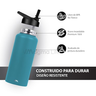 Foto 4 | Magma Life Termo 32oz Capri Blue Acero Inoxidable Con 3 Tapas Para Café Y Agua Conserva Temperatura