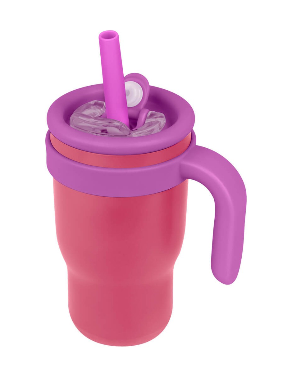 Foto 2 pulgar | Termo Doble Pared Con Popote Rosa Para Niños