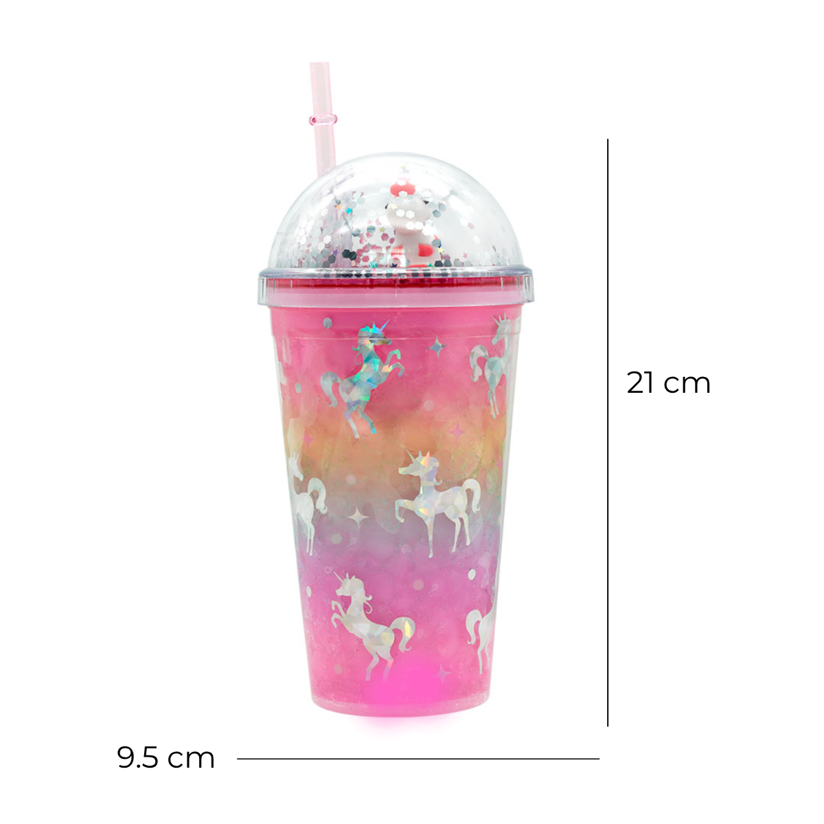 Foto 3 pulgar | Vaso Con Popote Y Tapa De Cúpula Con Imagen De Unicornio