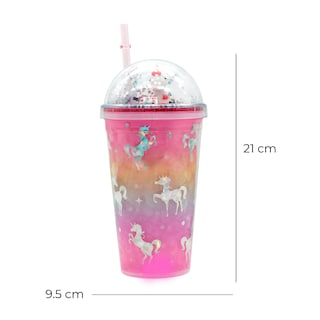Foto 2 | Vaso Con Popote Y Tapa De Cúpula Con Imagen De Unicornio