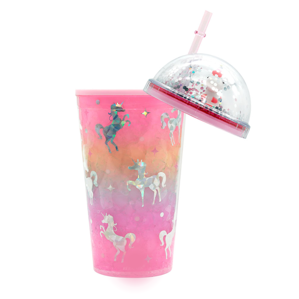 Foto 4 pulgar | Vaso Con Popote Y Tapa De Cúpula Con Imagen De Unicornio