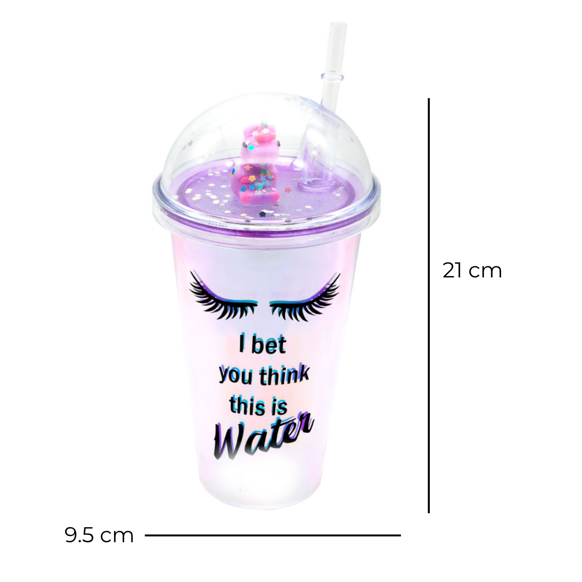 Foto 3 pulgar | Vaso Con Popote Y Tapa De Cúpula Con Imagen De Pestañas