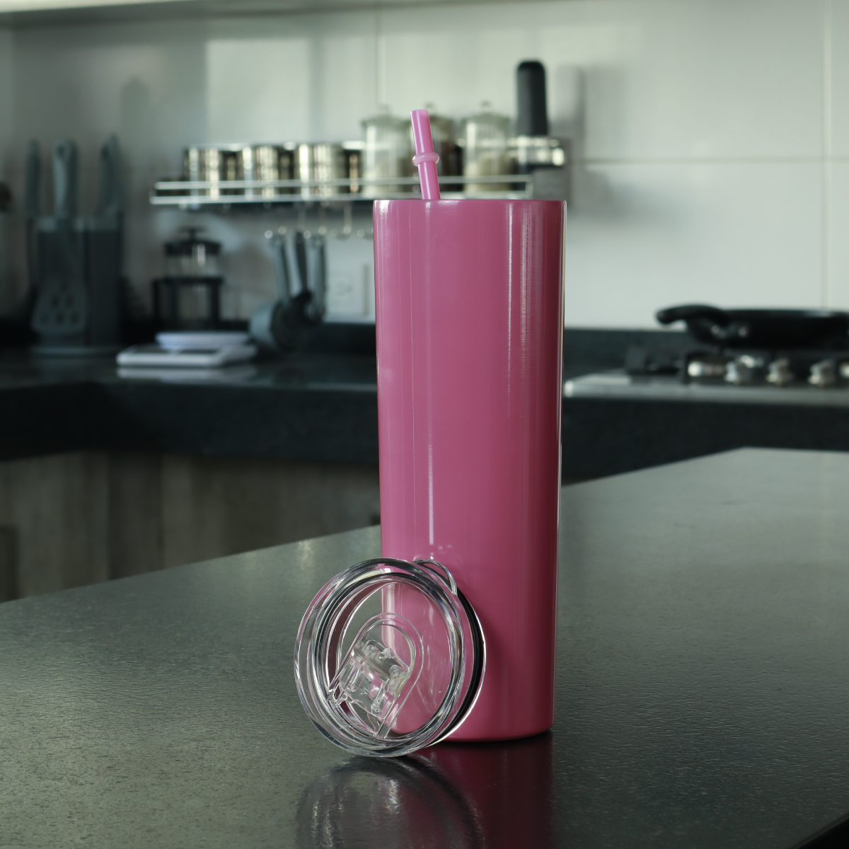 Foto 3 | Ilios Innova | Set De 12 Vasos Térmicos 20 Oz  Color Cereza  Con Tapa Y Popote. Perfectos Para Bebidas Frías O Calien