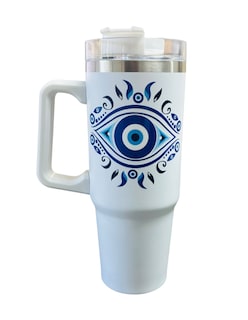 Foto 1 | Termo De Acero Inoxidable Color Blanco Ojo Turco 30 Oz