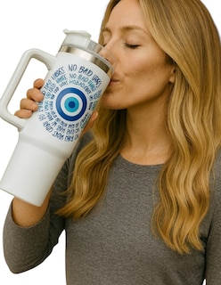 Foto 3 | Termo De Acero Inoxidable Color Blanco Ojo Turco 30 Oz