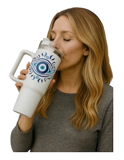 Foto 4 | Termo De Acero Inoxidable Color Blanco Ojo Turco 30 Oz