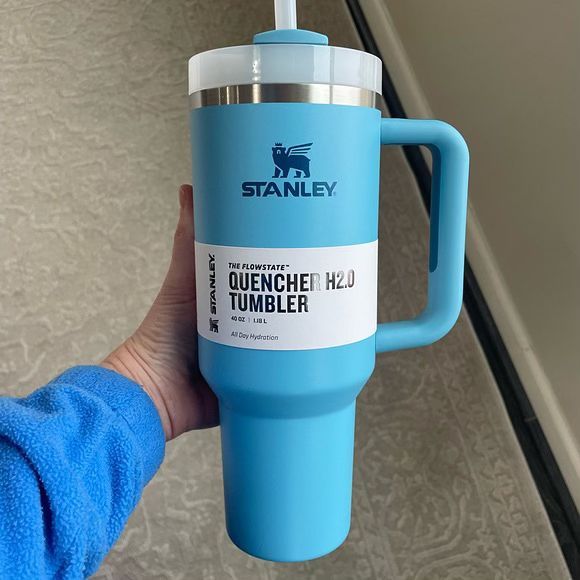 Foto 5 pulgar | Termo Tipo Stanley Azul Acero Inoxidable De 40 Oz Con Aza Para Bebidas Frías O Calientes Color Azul