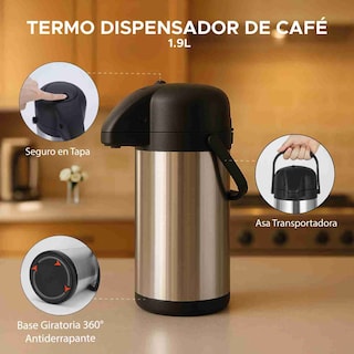 Foto 2 | Termo Dispensador Térmico Dolcetti 1.9l De Acero Inoxidable Con Asa Y Botón