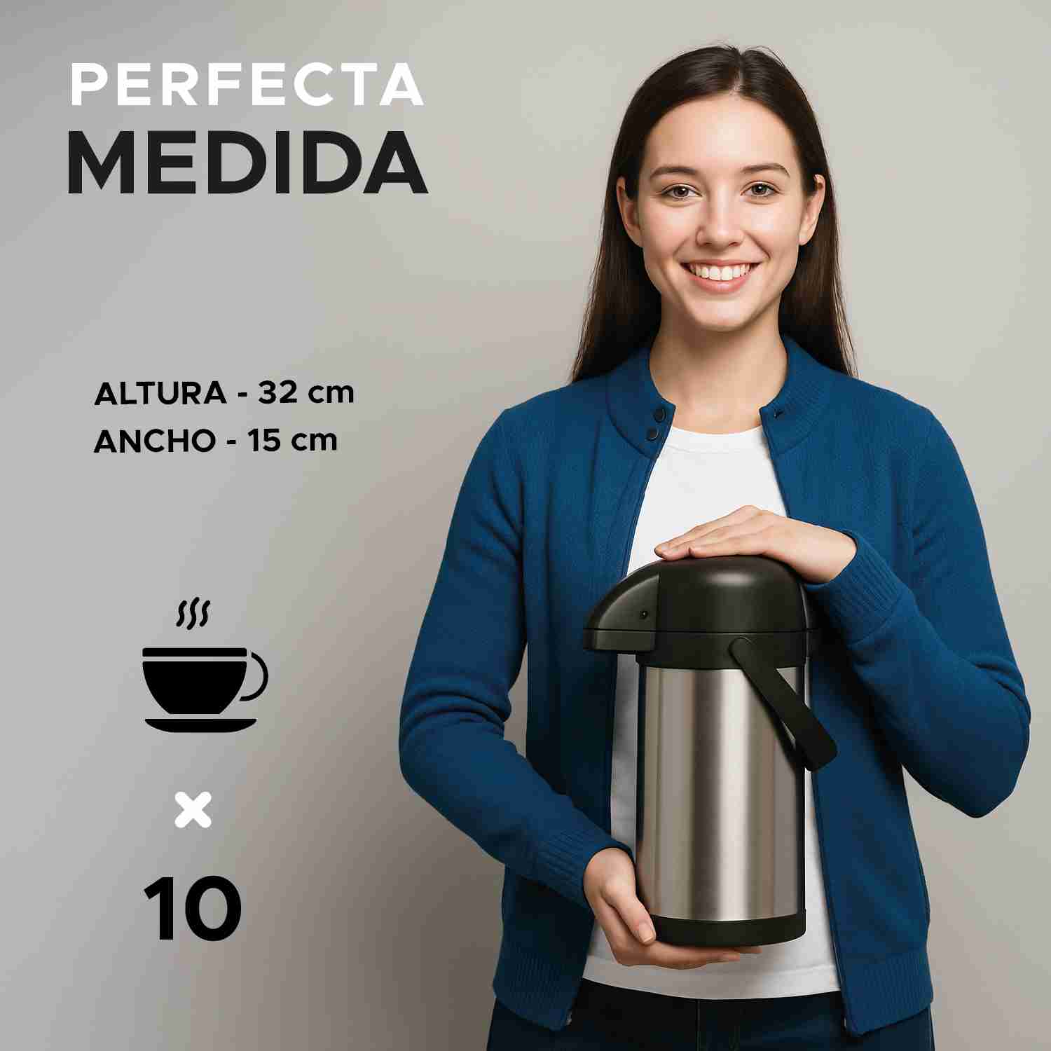 Foto 4 pulgar | Termo Dispensador Térmico Dolcetti 1.9l De Acero Inoxidable Con Asa Y Botón