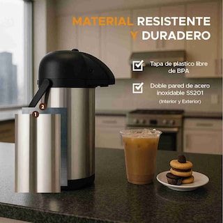 Foto 6 | Termo Dispensador Térmico Dolcetti 1.9l De Acero Inoxidable Con Asa Y Botón