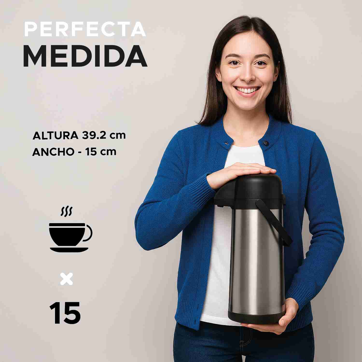Foto 4 pulgar | Termo Dispensador Dolcetti De 3 L De Acero Inoxidable Con Bomba Dispensadora Y Tapa Ancha