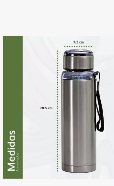 Foto 3 pulgar | Vaso Térmico Metal Acero Inoxidable 1000ml Capacidad Colgar Color Gris