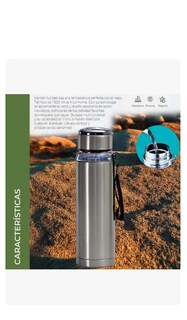 Foto 4 | Vaso Térmico Metal Acero Inoxidable 1000ml Capacidad Colgar Color Gris
