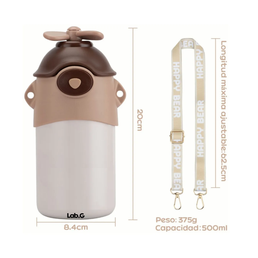 Foto 2 | Termo Acero Inoxidable Vaso Térmico Para Niño Portátil 500ml Lab.g  Blanco Café