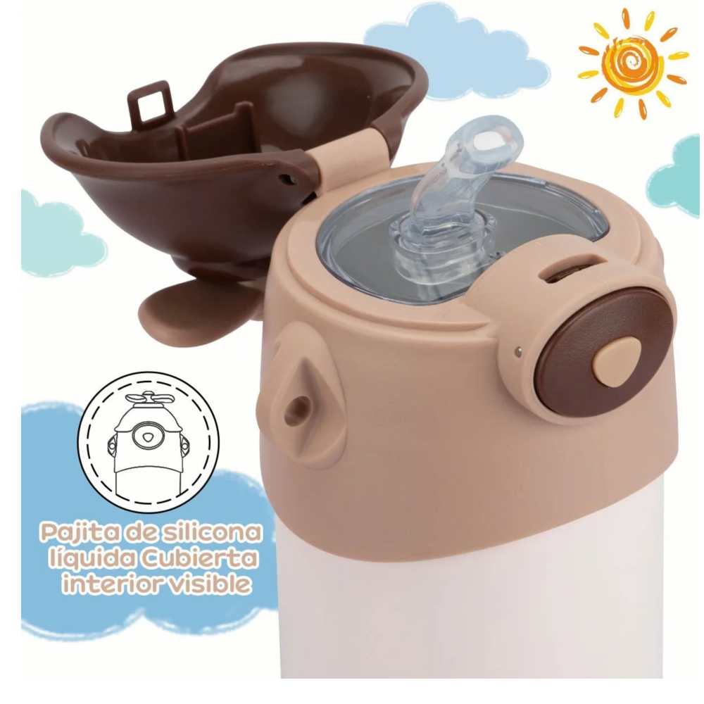 Foto 4 pulgar | Termo Acero Inoxidable Vaso Térmico Para Niño Portátil 500ml Lab.g  Blanco Café