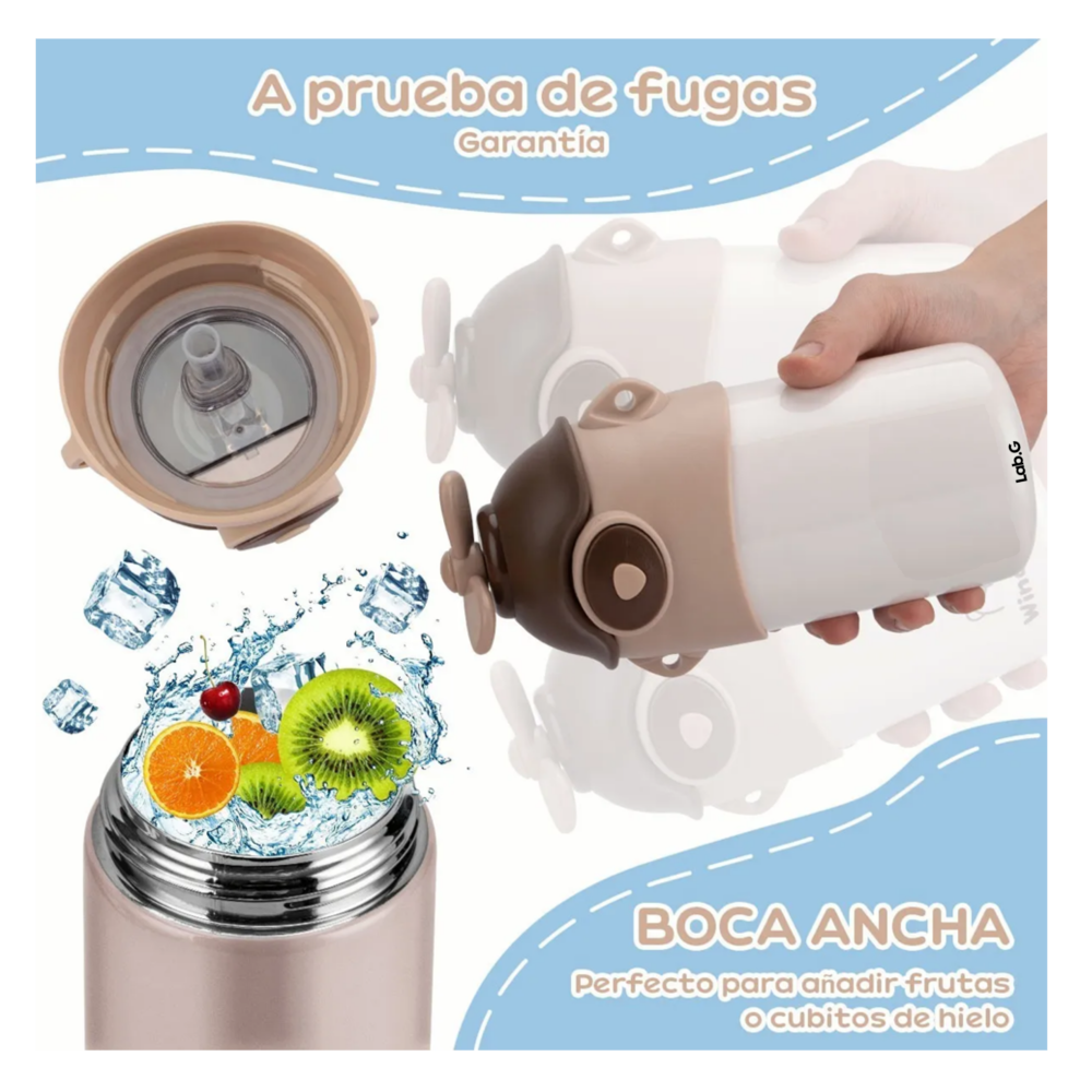 Foto 4 | Termo Acero Inoxidable Vaso Térmico Para Niño Portátil 500ml Lab.g  Blanco Café