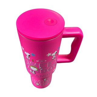 Foto 3 | Termo De Acero Inoxidable Color Fucsia Snoopy De 1.2 Litros Con Agarradera De Silicona