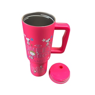 Foto 4 | Termo De Acero Inoxidable Color Fucsia Snoopy De 1.2 Litros Con Agarradera De Silicona