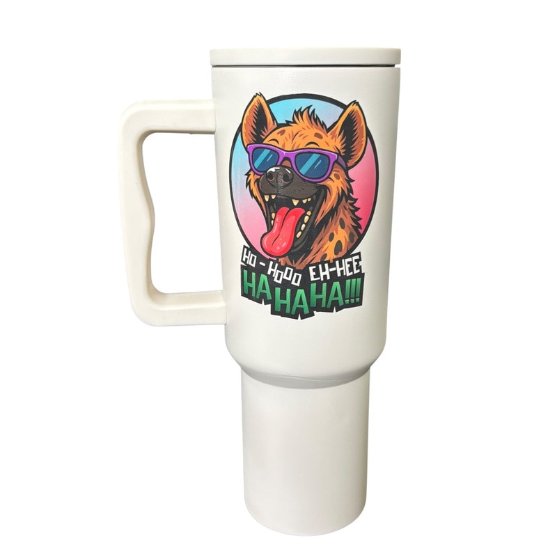 Termo De Acero Inoxidable Color Blanco Mate  Hiena  De 1.2 Litros Con Agarradera De Silicona $749
