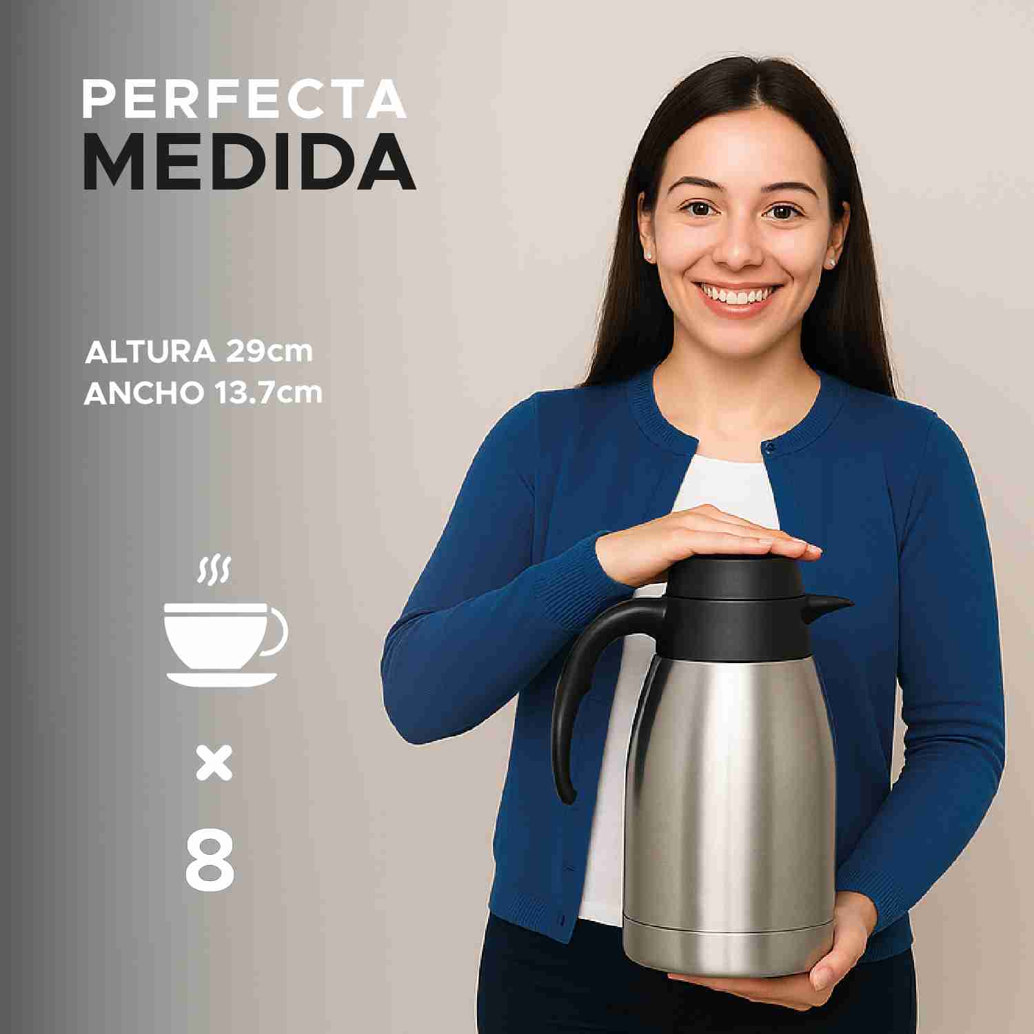 Foto 4 pulgar | Jarra Térmica Dolcetti Carafe 2 L De Acero Inoxidable Con Botón Dispensador
