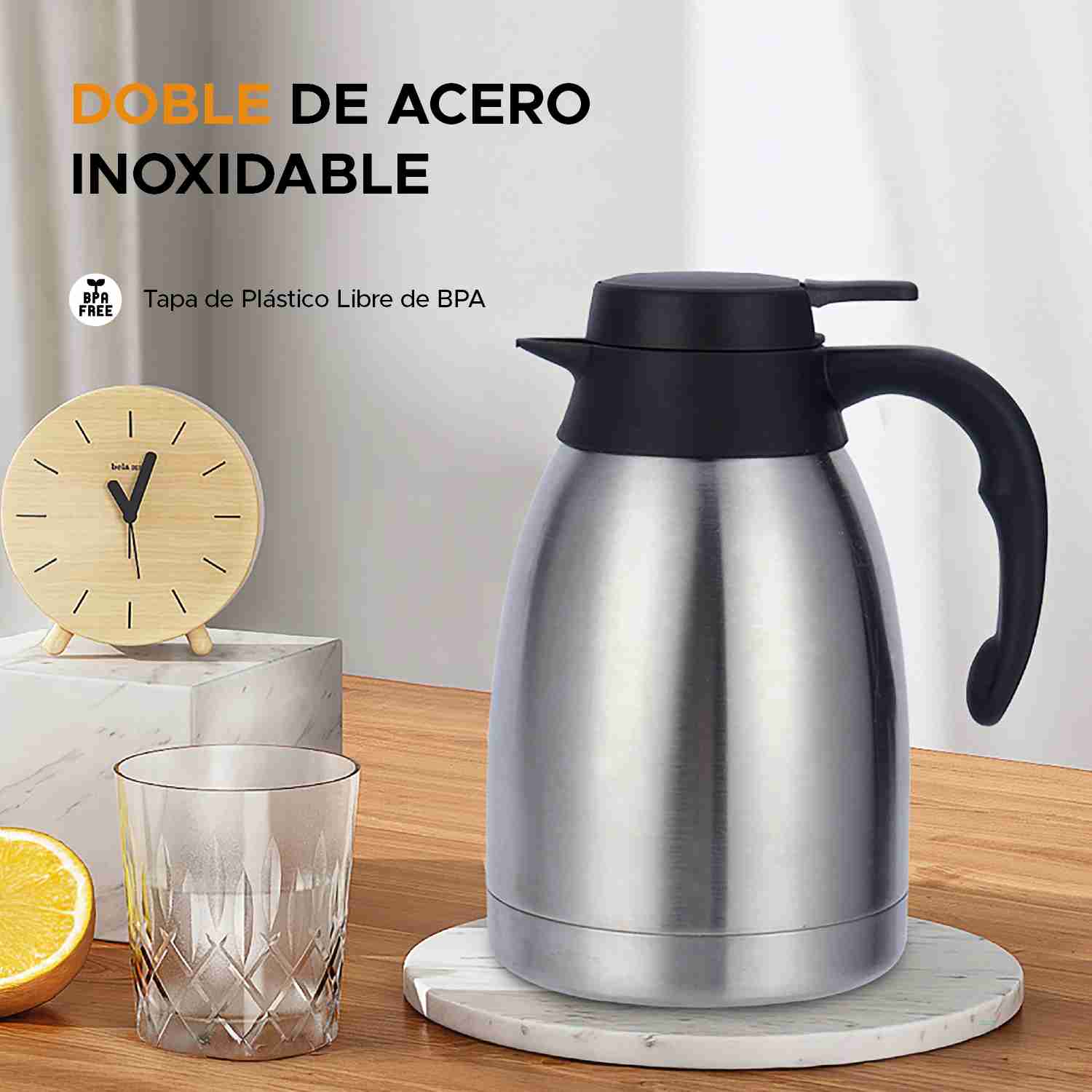 Foto 7 pulgar | Jarra Térmica Dolcetti Carafe 2 L De Acero Inoxidable Con Botón Dispensador