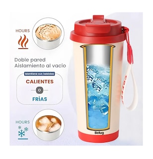 Foto 4 | 500 Ml De Vaso Térmico Café Acero Inoxidable Con Popote Bordo