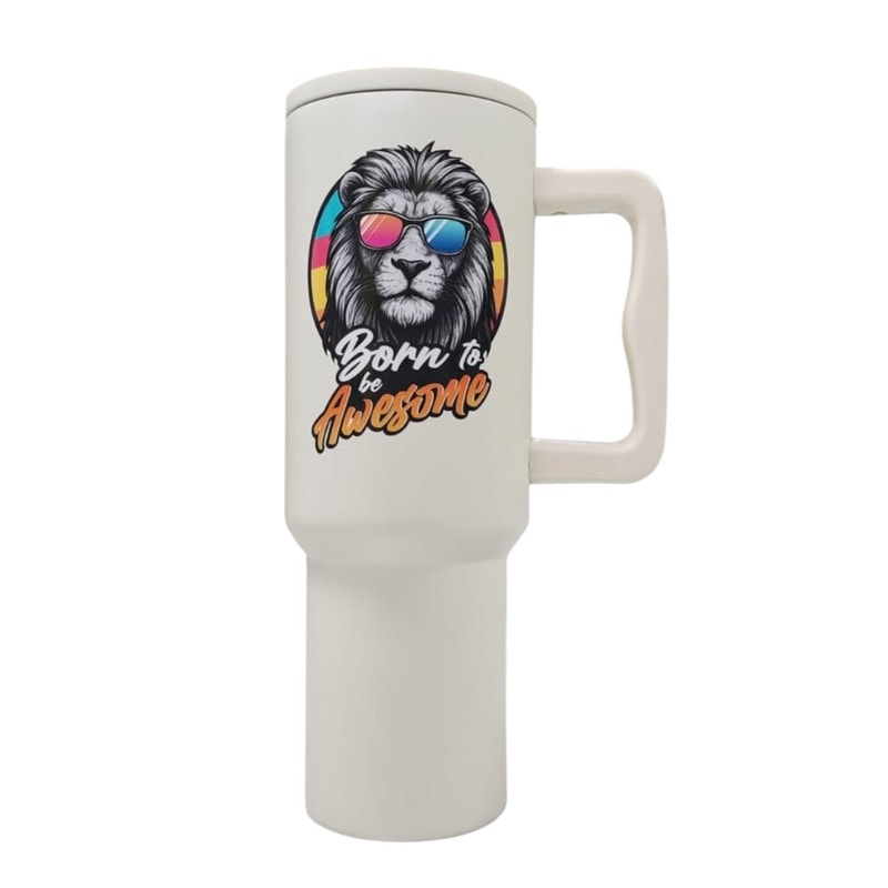 Termo De Acero Inoxidable Color Blanco Mate  Leon  De 1.2 Litros $749