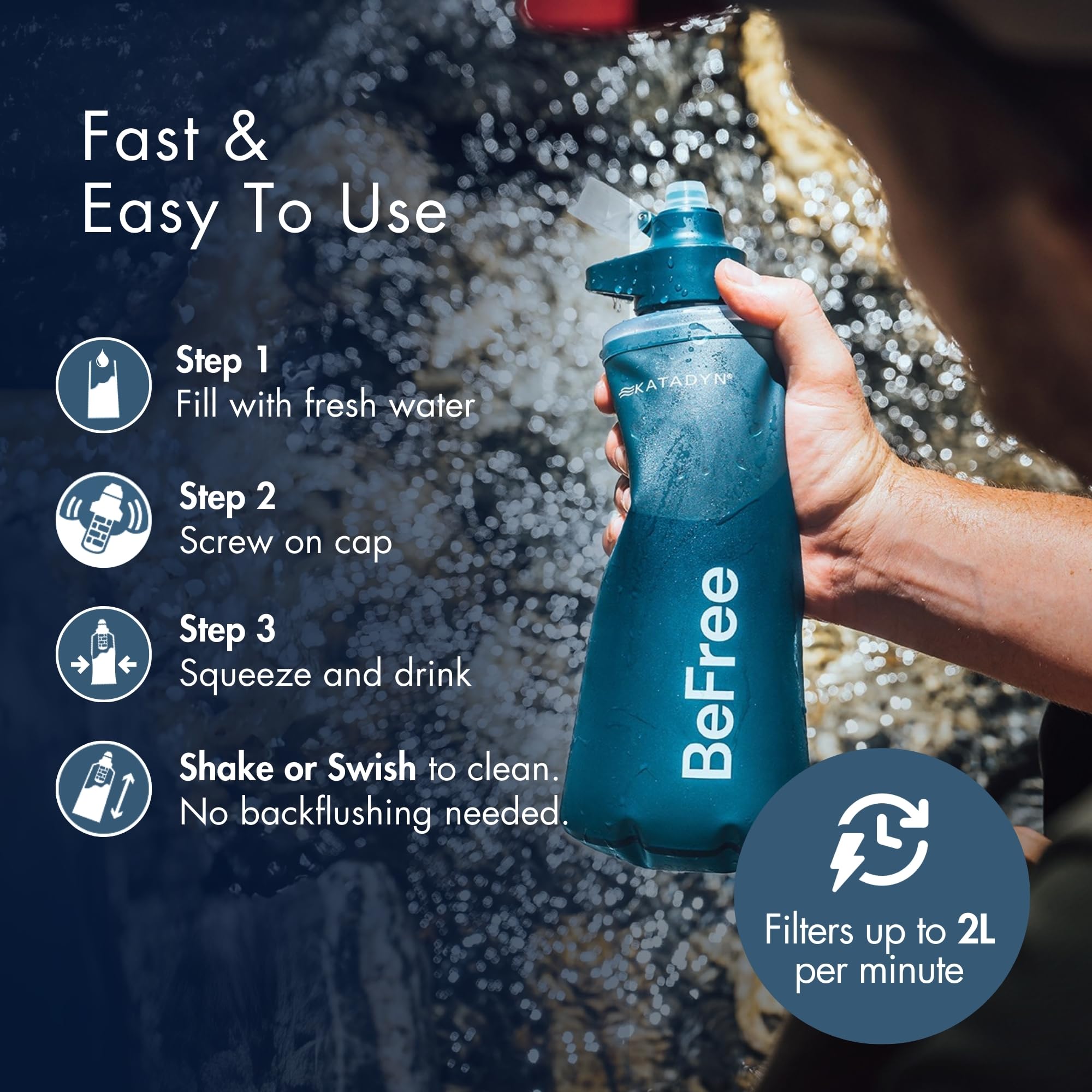 Foto 7 pulgar | Filtro De Agua Katadyn Befree Ac 1.0l Slate Blue Para Exteriores - Venta Internacional.