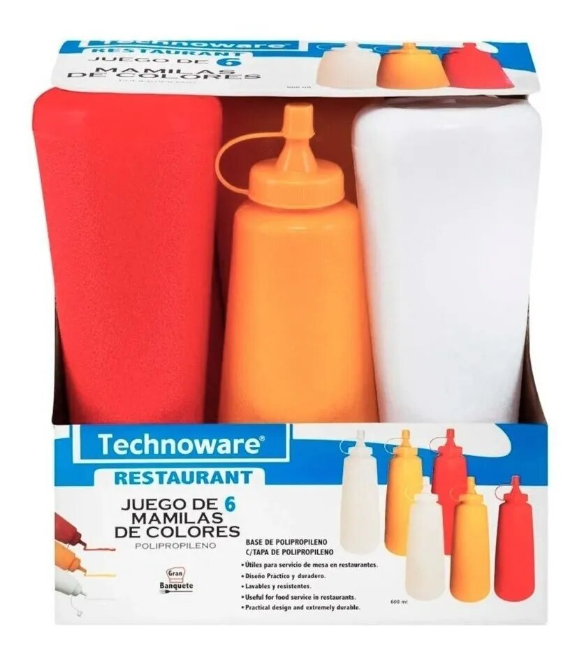 Foto 3 pulgar | Botes para Especias Technoware de Colores para Aderezos 600 ml 6 Piezas