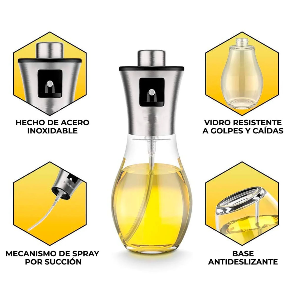 Foto 3 | Botella Dispensador De Aceite Y Vinagre Spray Atomizador 200ml De Vidrio Para Cocina