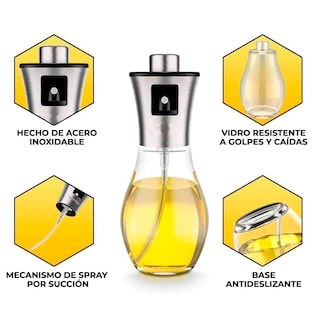 Foto 3 | Botella Dispensador De Aceite Y Vinagre Spray Atomizador 200ml De Vidrio Para Cocina