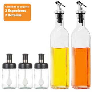 Foto 4 | Archy Aceiteras De Cocina 5 En 1 Set 2 Botellas De Aceite 500 ml 3 Especieros Salsero Aceitera De Oliva Vinagr