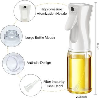 Foto 2 | Botella Dispensadora De Aceite 200ml – Pulverizador De Vidrio Para Cocina En Color Negro