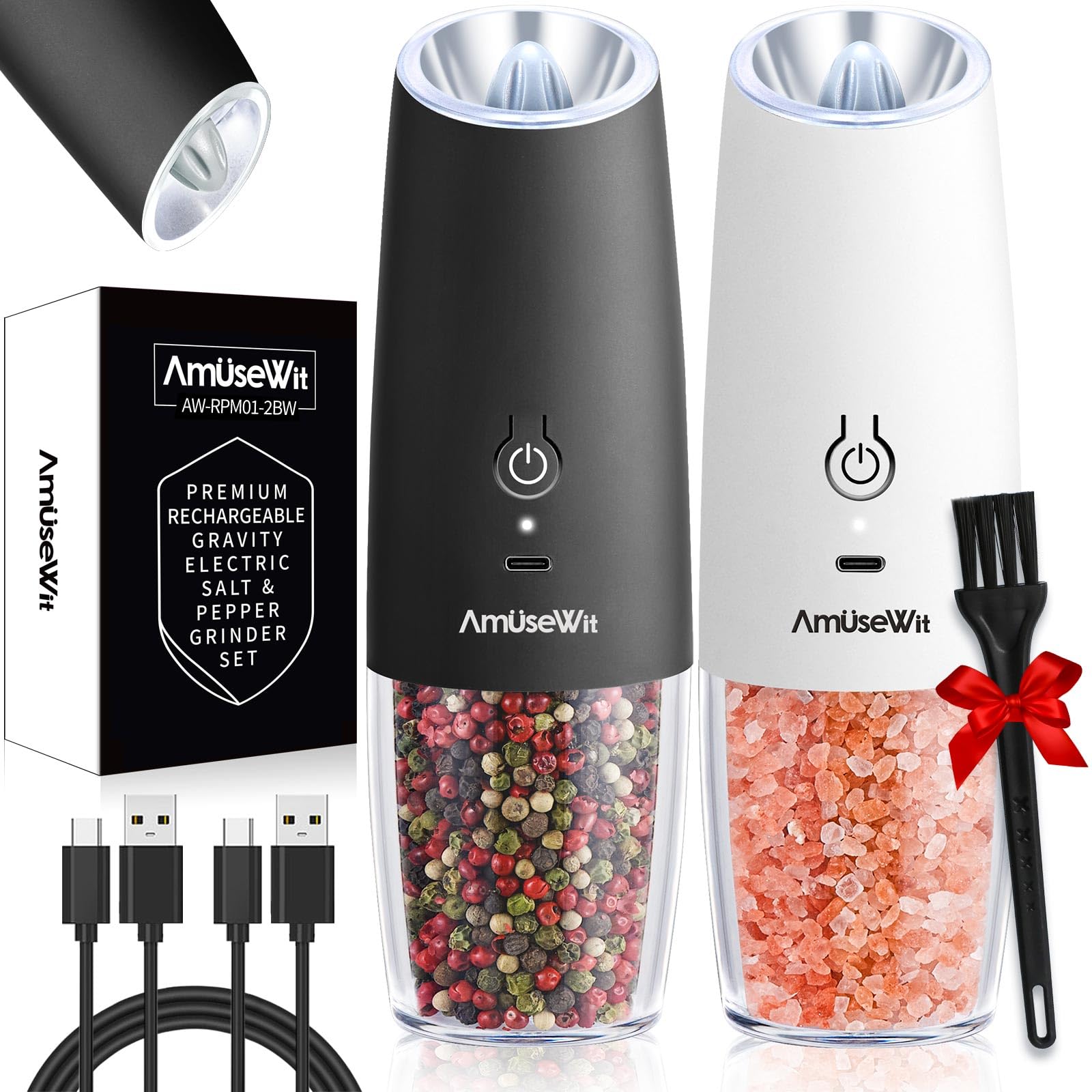 Set De Molinillos Eléctricos De Sal Y Pimienta Amusewit, Recargable Por Usb - Venta Internacional.