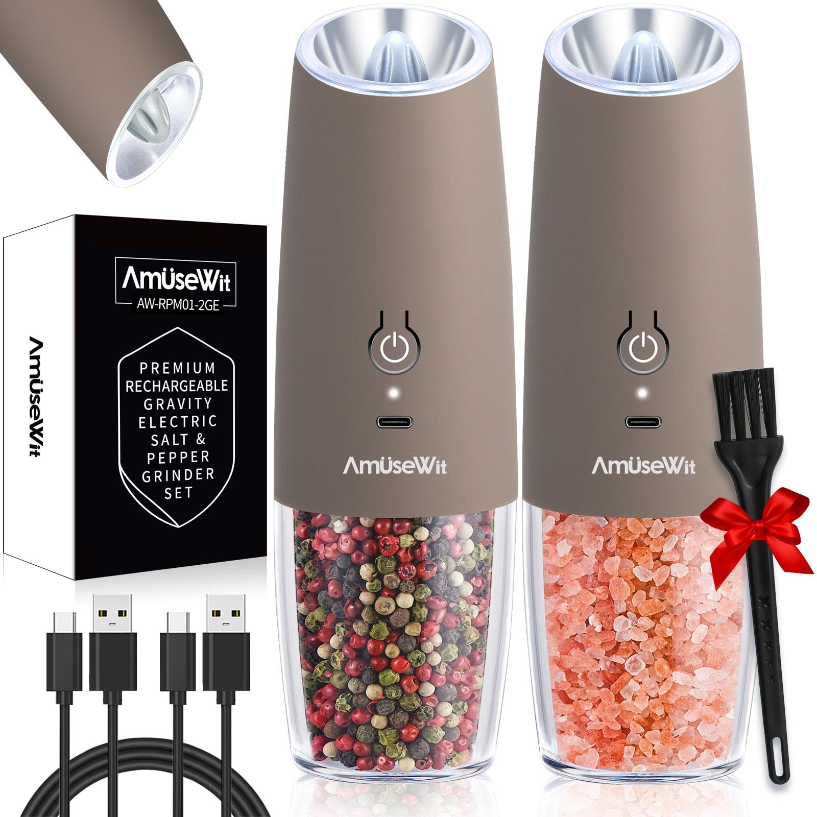 Set De Molinillos Eléctricos De Sal Y Pimienta Amusewit, Recargable Por Usb - Venta Internacional.