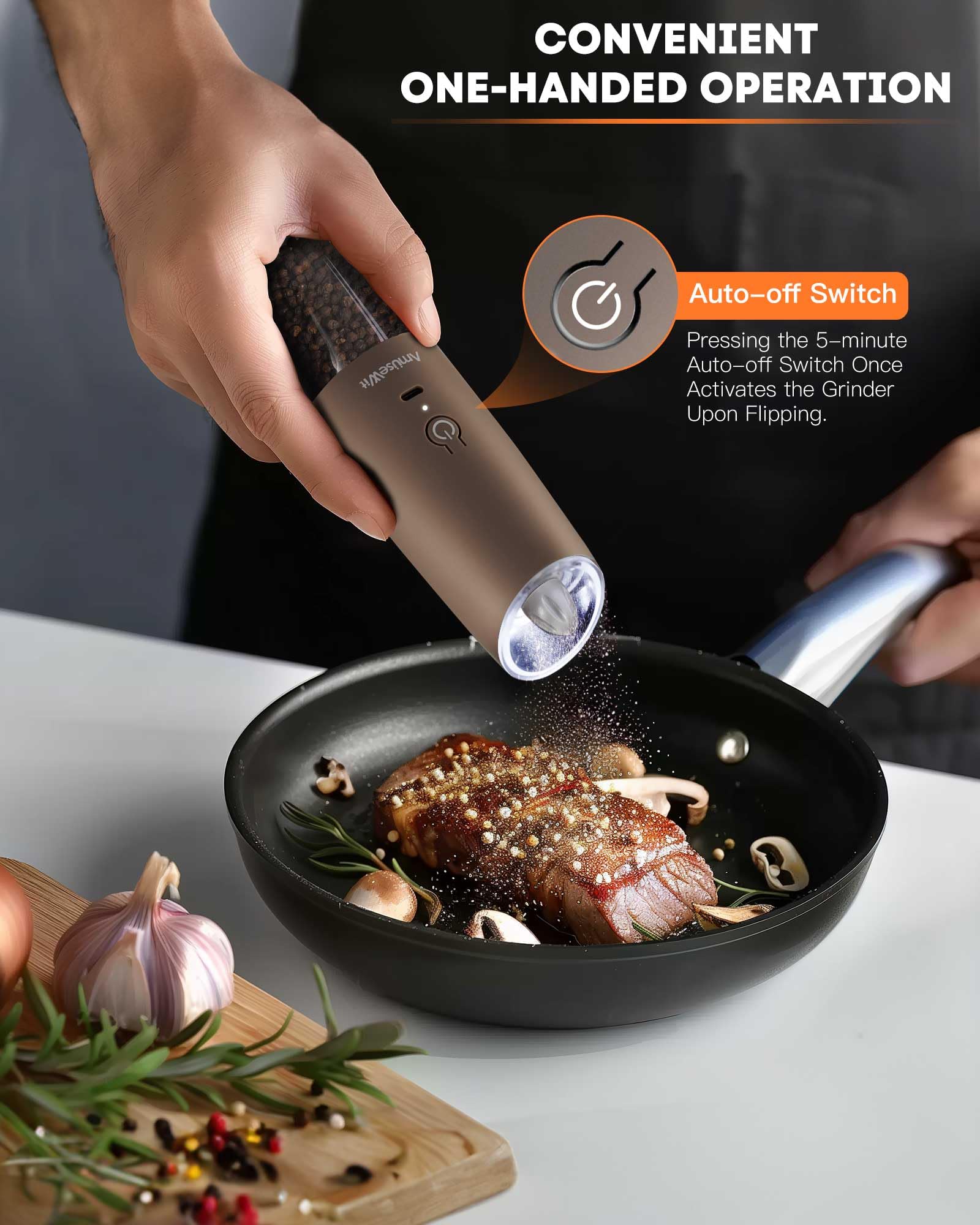 Foto 3 | Set De Molinillos Eléctricos De Sal Y Pimienta Amusewit, Recargable Por Usb - Venta Internacional.