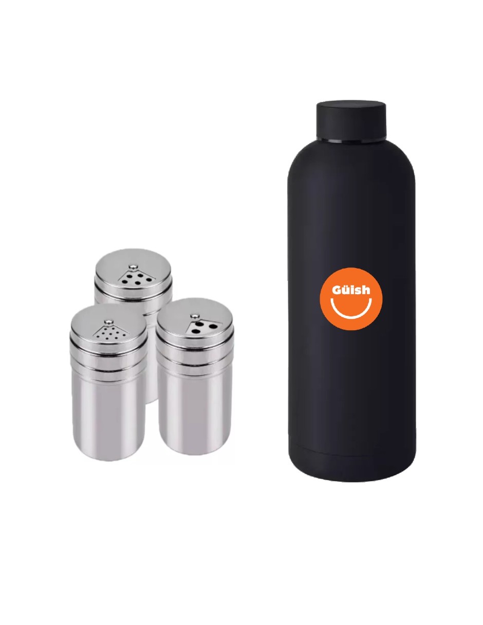 Kit 3 Salero Pimentero + Termo Güish Gratis