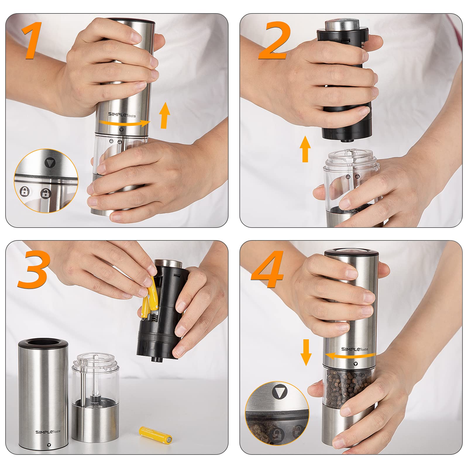 Foto 5 pulgar | Set De Molinillos Eléctricos De Sal Y Pimienta Simpletaste - Venta Internacional.